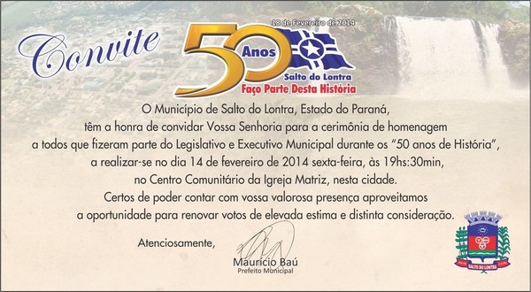 50 Anos de Salto do Lontra: Ex-Prefeitos, Vice-Prefeitos e Vereadores serão homenageados