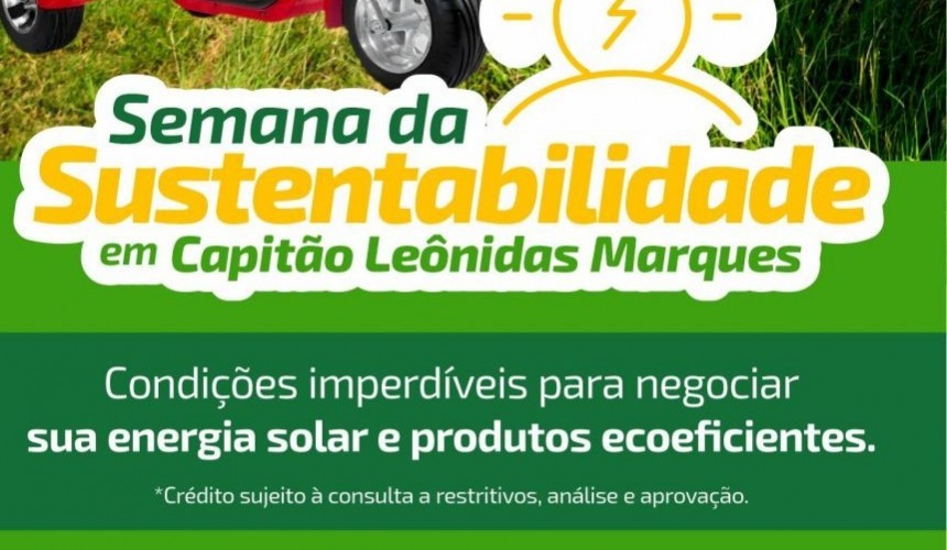 Sicredi de Capitão Leônidas Marques vai promover na próxima semana Feirão de Sustentabilidade