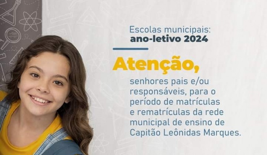 Secretaria de Educação de Capitão anuncia datas para período de matrícula e rematrícula na rede municipal de ensino