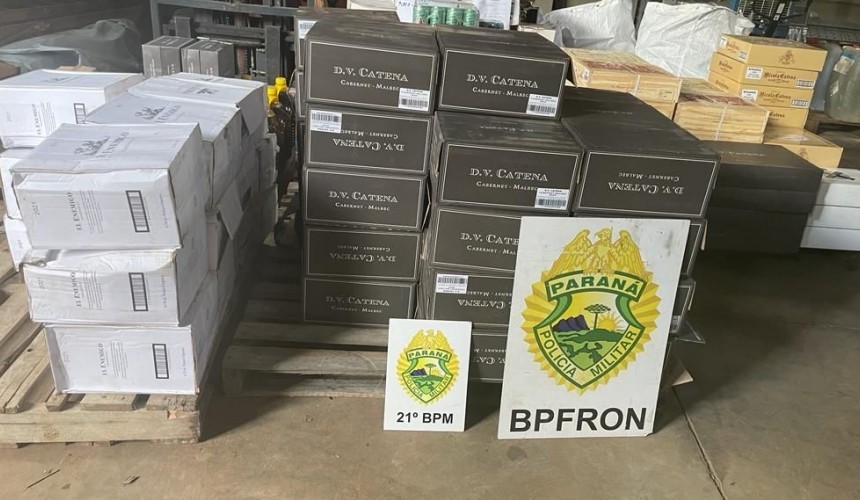 BPFRON e 21°BPM apreendem bebidas estrangeiras em depósito de Planalto