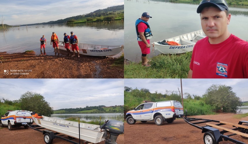 Bombeiros de Capitão passam por treinamento com embarcação no alagado da Usina Baixo Iguaçu