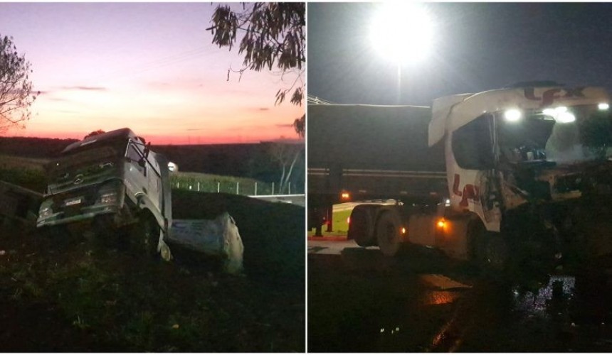 Carretas batem de frente na BR-277 em Santa Tereza do Oeste