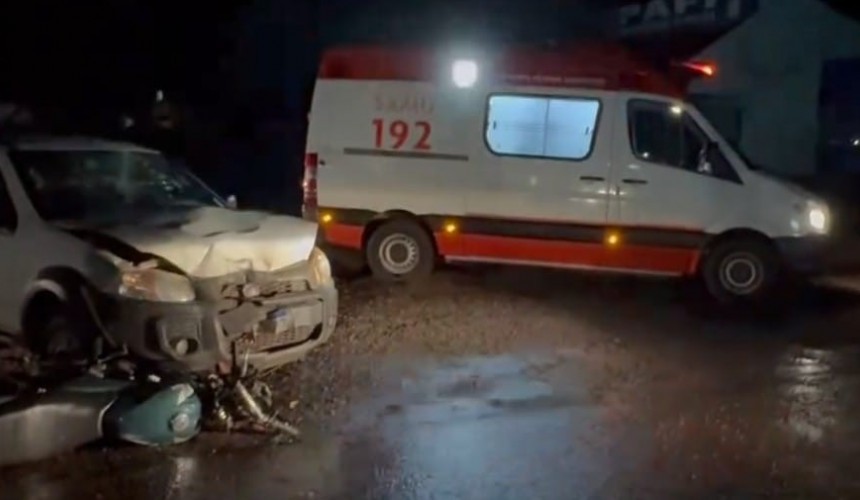 Acidente entre moto e carro deixa motociclista ferido em Realeza